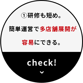 研修も短め。簡単運営で多店舗展開が容易にできる。